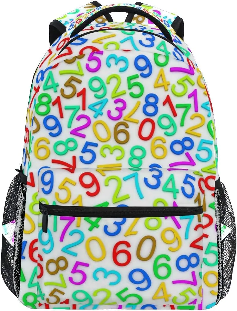 senya Colorful Numbers School Backpack Travel Rucksack Book Bag Laptop Backpack