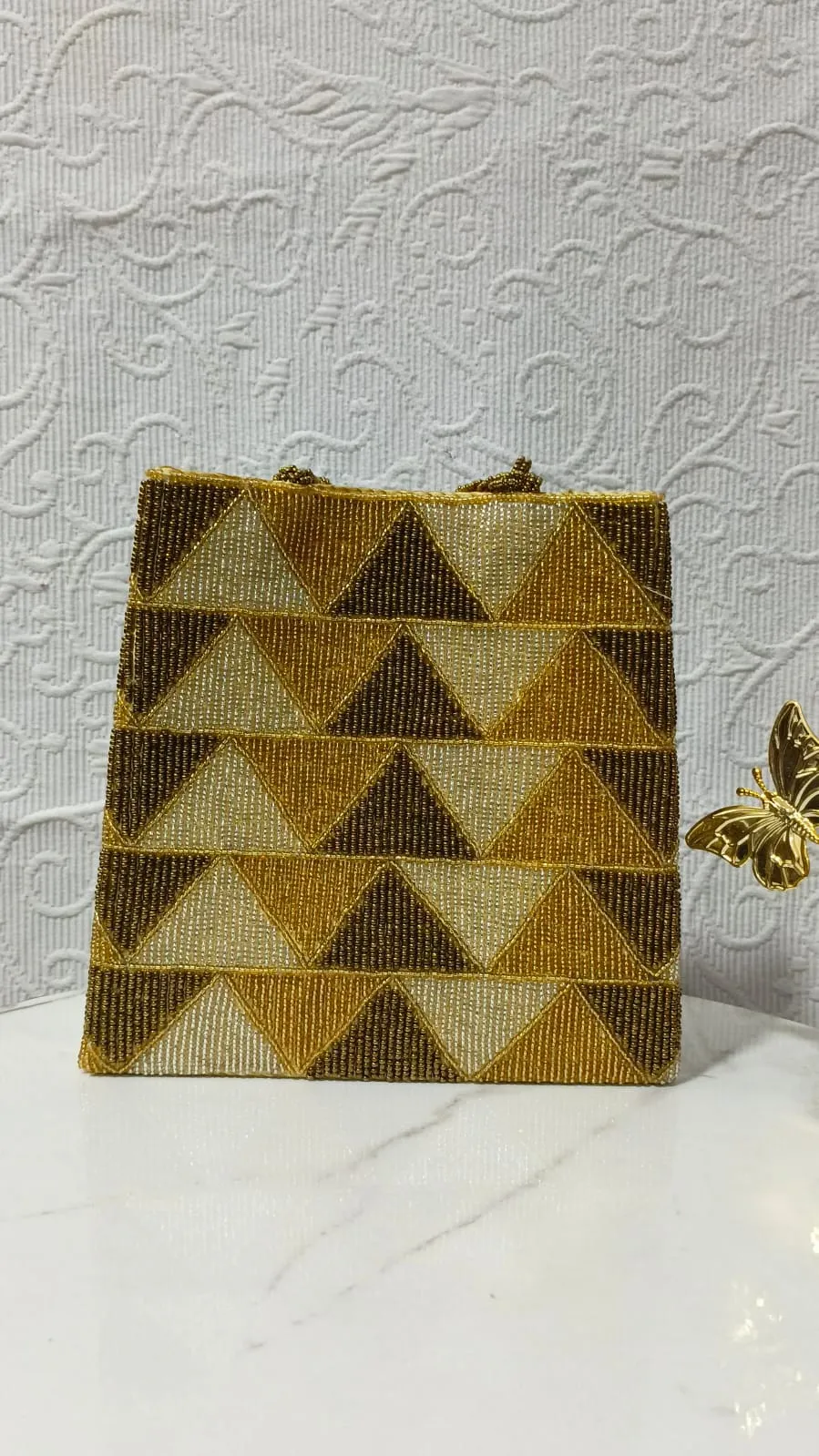 Shahi Clutches - Handcrafted Golden Prism Tote Bag for Women, Pakistani Handmade Product