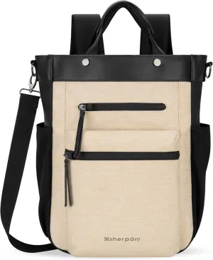 Sherpani Soleil, Anti Theft Convertible Backpack, 3 in 1 Tote Bag, Cross Body Purse, 18L Travel Backpack, Travel Gifts for Women, RFID Protection, Metal Hardware Fits 15” Laptop (Straw)