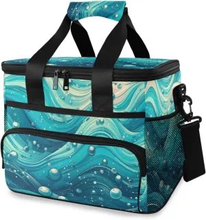 Shining Blue Water Spots Cooler Bag Insulated Cooler Soft Sided Cooler 24 Can Portable Picnic Bag Large Leakproof Lunch Bag Box for Beach Grocery Camping Travel Car Men Women