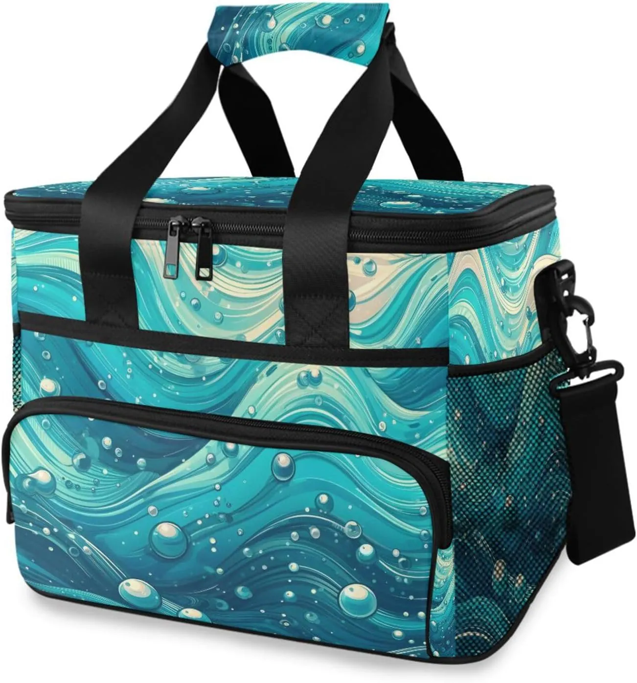 Shining Blue Water Spots Cooler Bag Insulated Cooler Soft Sided Cooler 24 Can Portable Picnic Bag Large Leakproof Lunch Bag Box for Beach Grocery Camping Travel Car Men Women