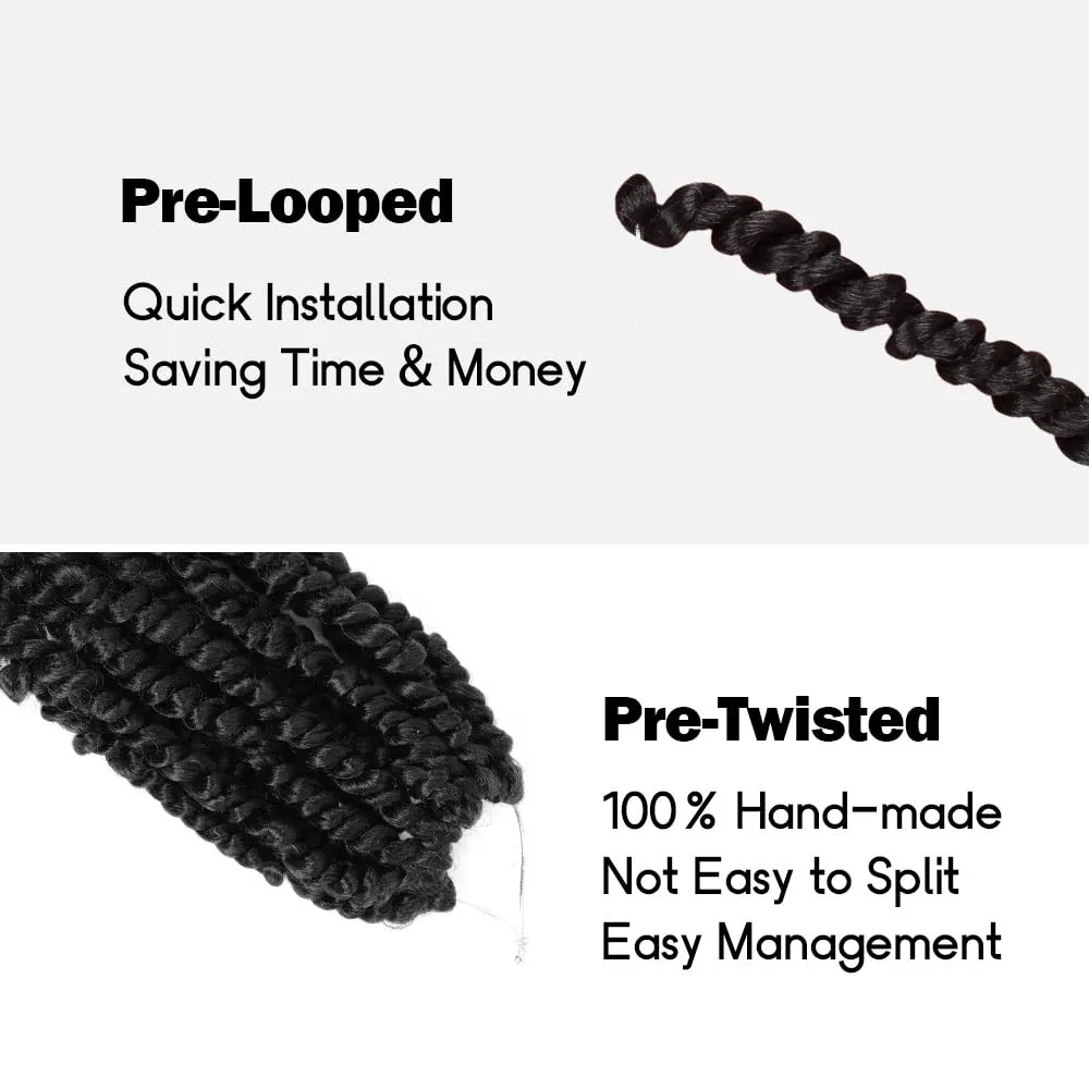 Short Passion Twist Hair 10 Inch Pre-twisted Passion Twists Crochet Hair Natural Black Pre-looped Synthetic Crochet Braids (7 Packs,1B)