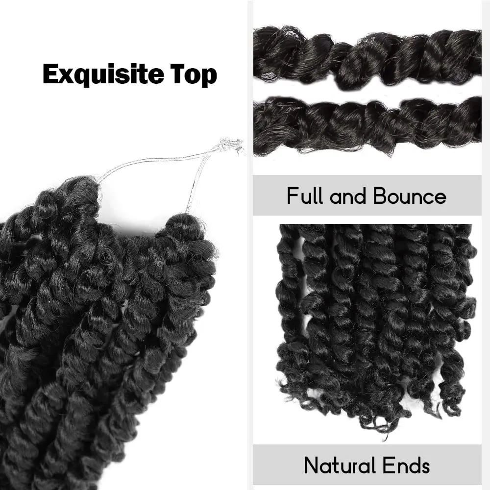 Short Passion Twist Hair 10 Inch Pre-twisted Passion Twists Crochet Hair Natural Black Pre-looped Synthetic Crochet Braids (7 Packs,1B)
