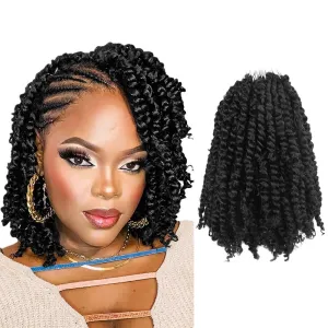 Short Passion Twist Hair 10 Inch Pre-twisted Passion Twists Crochet Hair Natural Black Pre-looped Synthetic Crochet Braids (7 Packs,1B)