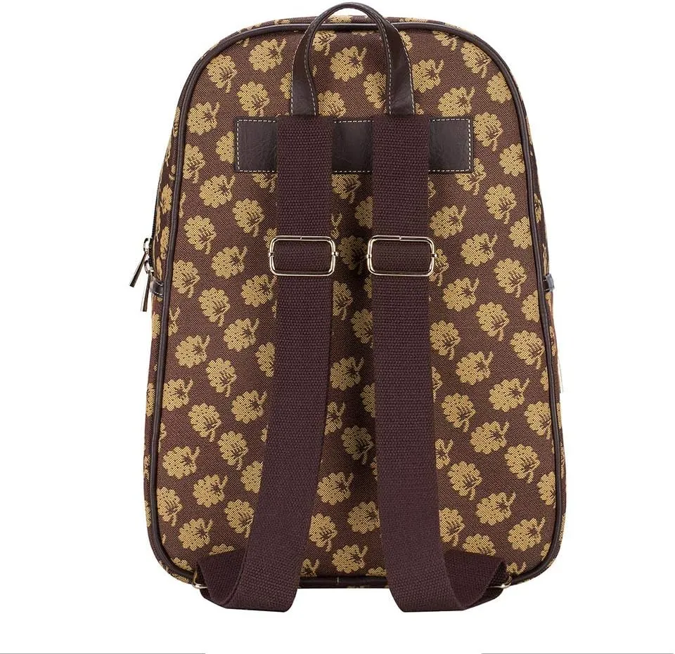 Signare Tapestry Backpack for Women Computer Rucksack Knapsack bookbags for women In Jane Austen's Oak Design (BKPK-JANE)