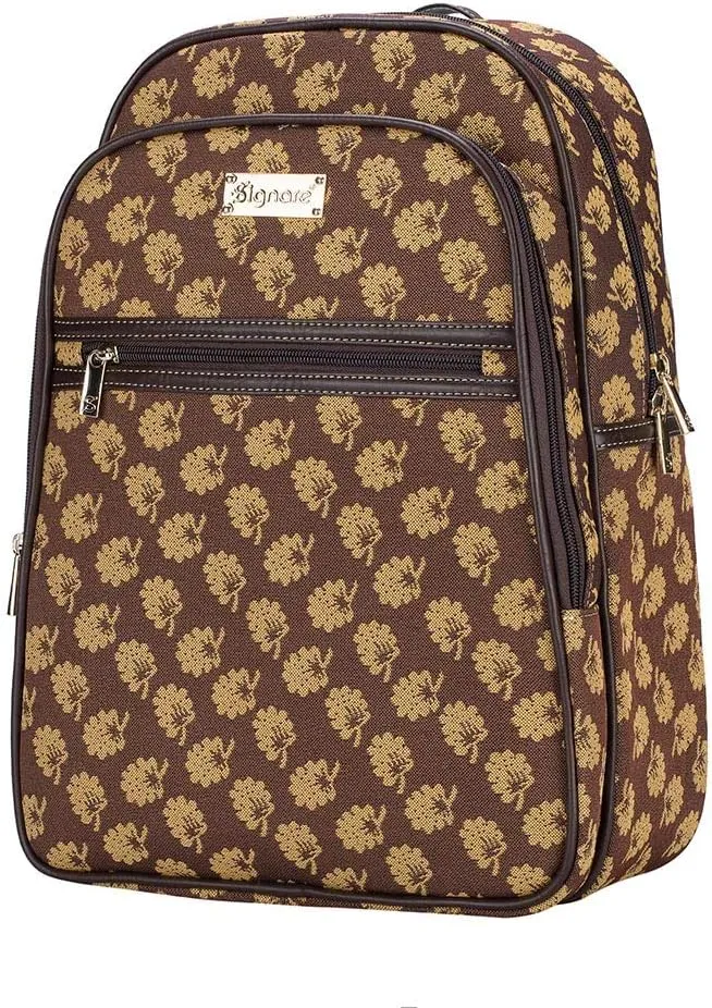 Signare Tapestry Backpack for Women Computer Rucksack Knapsack bookbags for women In Jane Austen's Oak Design (BKPK-JANE)
