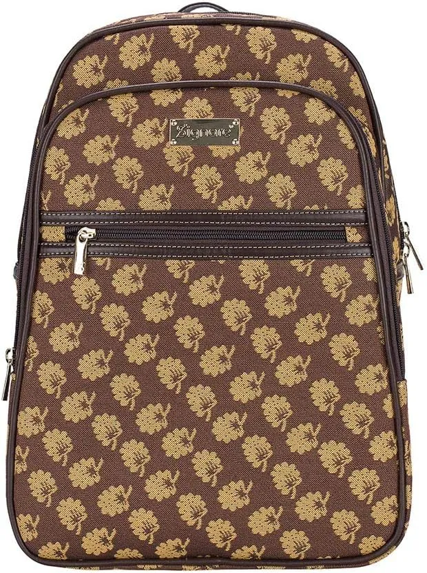 Signare Tapestry Backpack for Women Computer Rucksack Knapsack bookbags for women In Jane Austen's Oak Design (BKPK-JANE)