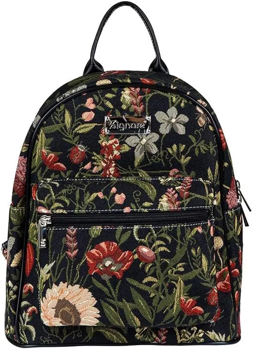 Signare Tapestry Women Backpack Rucksack Casual Daypack Morning Garden Black (DAPK-MGDBK)