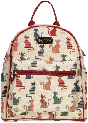Signare Tapestry Women Backpack Rucksack Casual Daypack With Colourful Cheeky Cats (DAPK -CHEKY)