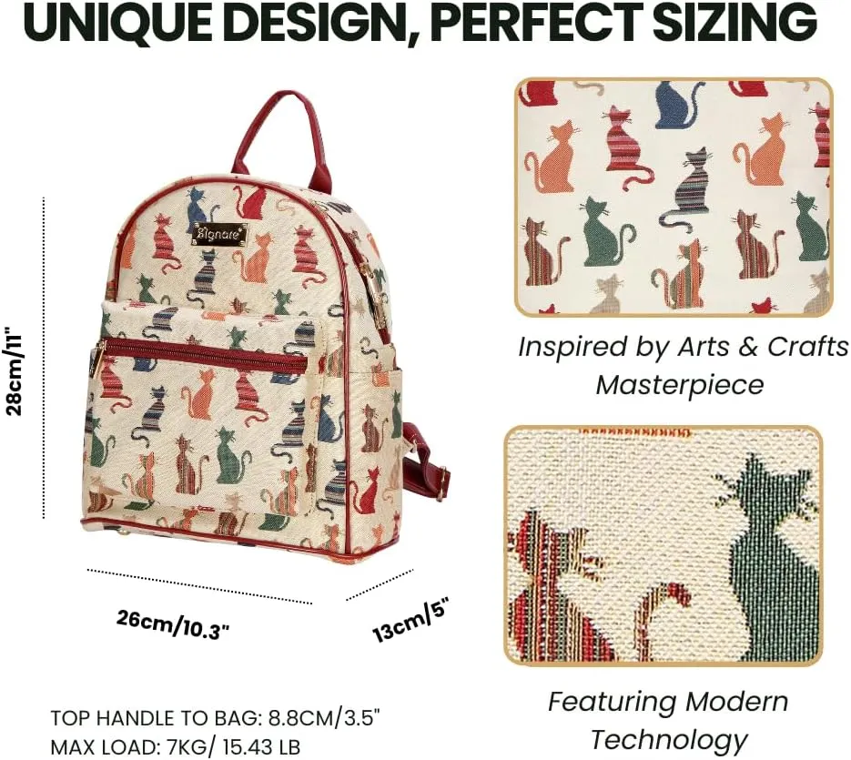 Signare Tapestry Women Backpack Rucksack Casual Daypack With Colourful Cheeky Cats (DAPK -CHEKY)