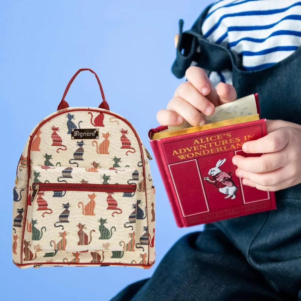 Signare Tapestry Women Backpack Rucksack Casual Daypack With Colourful Cheeky Cats (DAPK -CHEKY)