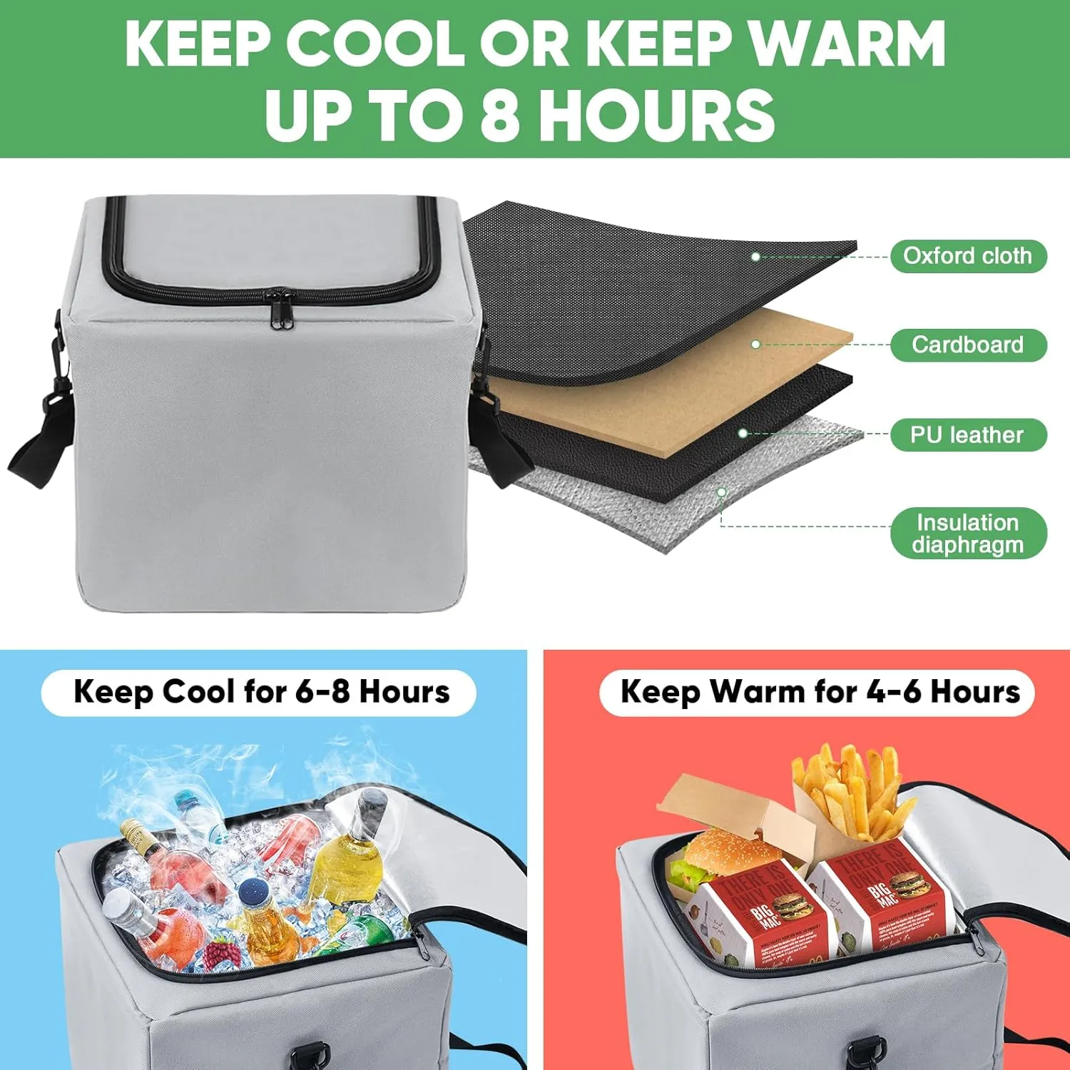 Simniam Car Trunk Organizer with Insulated Grocery Bag- 110L High Capacity Car Storage Box, with 4 Compartments, Reflective Strip, Cover, for Auto, SUV, Truck, Minivan