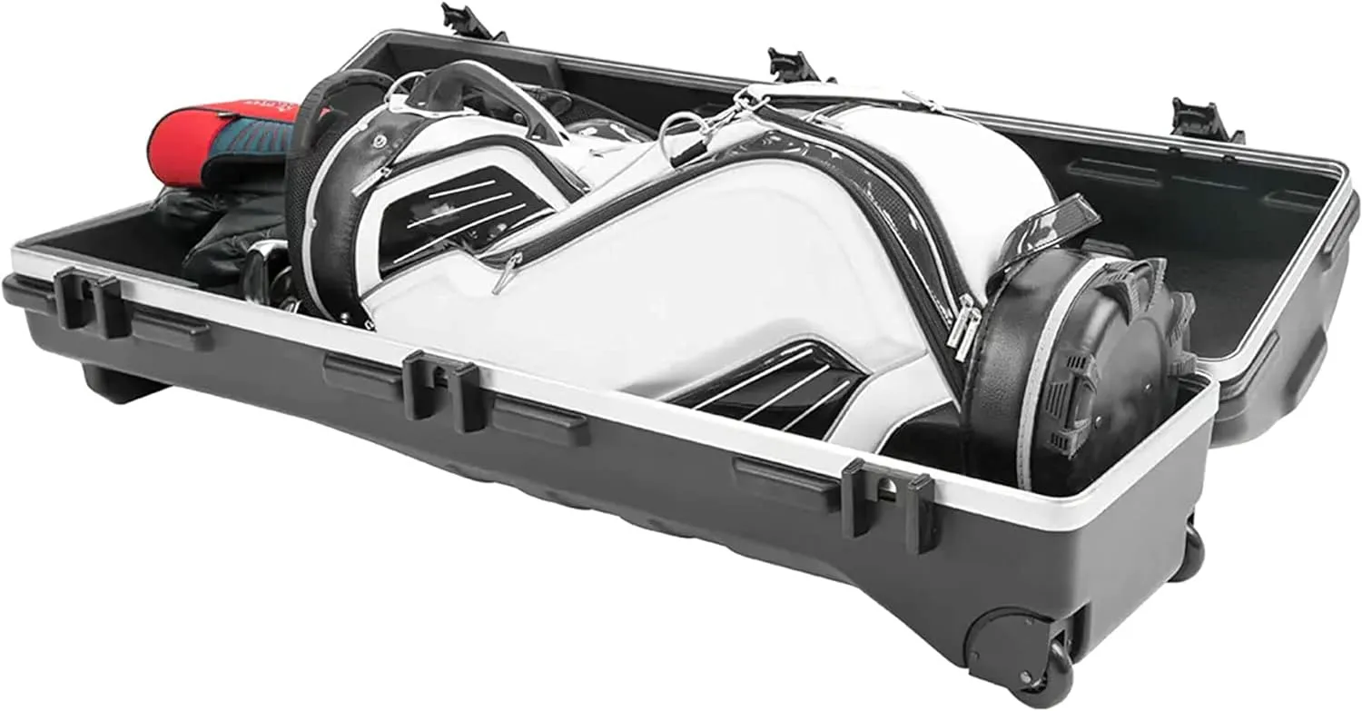 SKB Cases Deluxe ATA Hard Plastic Storage Wheeled Cart Golf Bag Travel Case