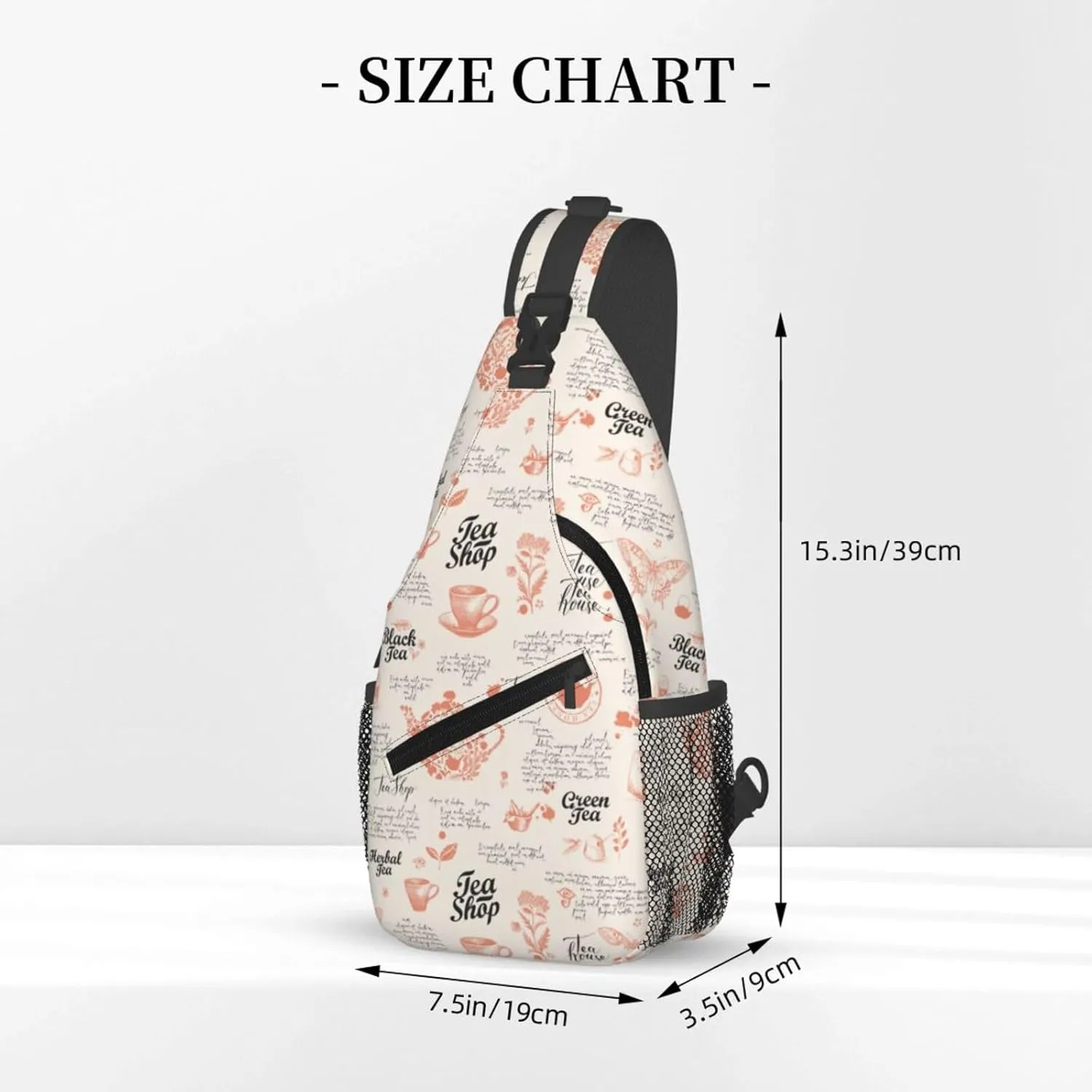 Sketch Tea Shop Black Tea House Cross Chest Bag Diagonally Hiking Crossbody Bag Travel Shoulder Daypack Lightweight Sling Backpack Cycling Daypacks Fitness Chest Backpacks