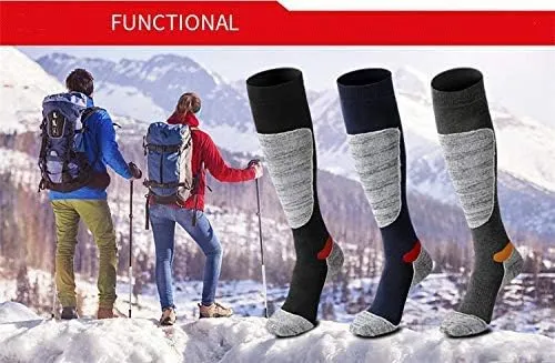 Ski and Snowboard Sock, Knee-High Performance Warm Skiing Socks，Padded Protection, Absorbs Shock, Ventilation Channels