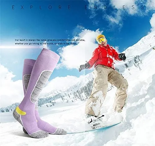 Ski and Snowboard Sock, Knee-High Performance Warm Skiing Socks，Padded Protection, Absorbs Shock, Ventilation Channels