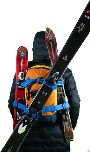 Ski Squad Quad: Multi Ski/Snowboard Carrying Backpack (First Tracks) 5 Year Warranty. Ski Backpack, Family Ski Backpack, Snowboard Backpack, Ski Carrier Strap, Ski Essentials, Double Ski Bag