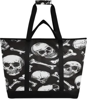 Skull and Bones Reusable Insulated Lunchbox Cooler Bag, Leakproof Kitchen Grocery Bag Collapsible Portable Cooler Tote Bag for Picnic, Camping, Office, Travel