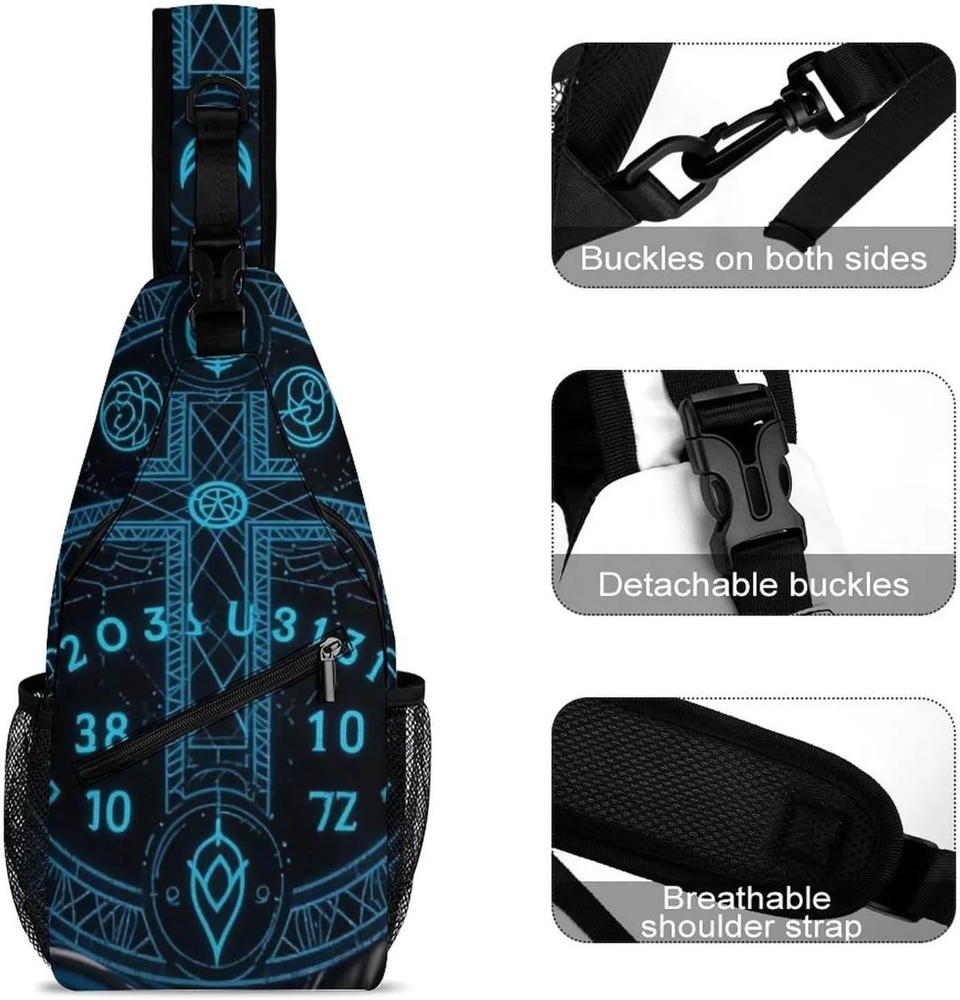 Sling Bag Backpack for Men Women Multipurpose Anti-Theft Satchel Bookbags Travel Rucksack Daypack Bookbag, Magic Spirit Board Witch Art Shoulder Crossbody Bag Chest Pack