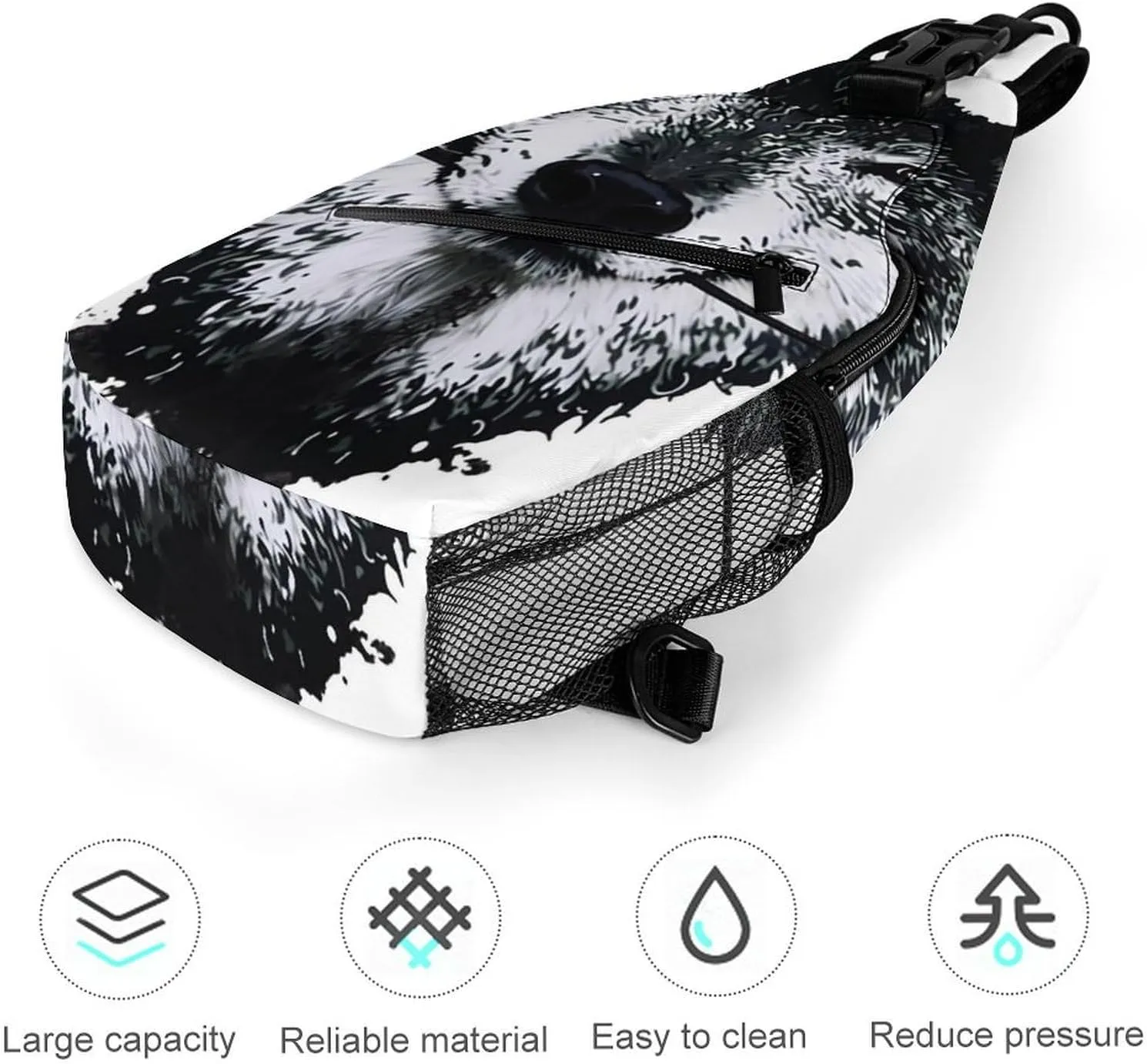 Sling Shoulder Backpack for Men Women Anti-Theft Multipurpose Travel Backpack Camping Outdoor Bag, Awesome Wolf Rose Art Crossbody Daypacks Shoulder Packs