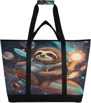 Sloth Reusable Insulated Lunchbox Cooler Bag, Leakproof Kitchen Grocery Bag Collapsible Portable Cooler Tote Bag for Picnic, Camping, Office, Travel