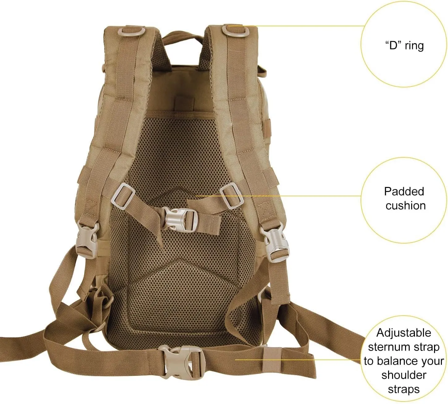 Small 30L Assault Backpack Military Tactical Backpack Tactical Bag for Outdoor Hiking Camping Travel (Coyote)