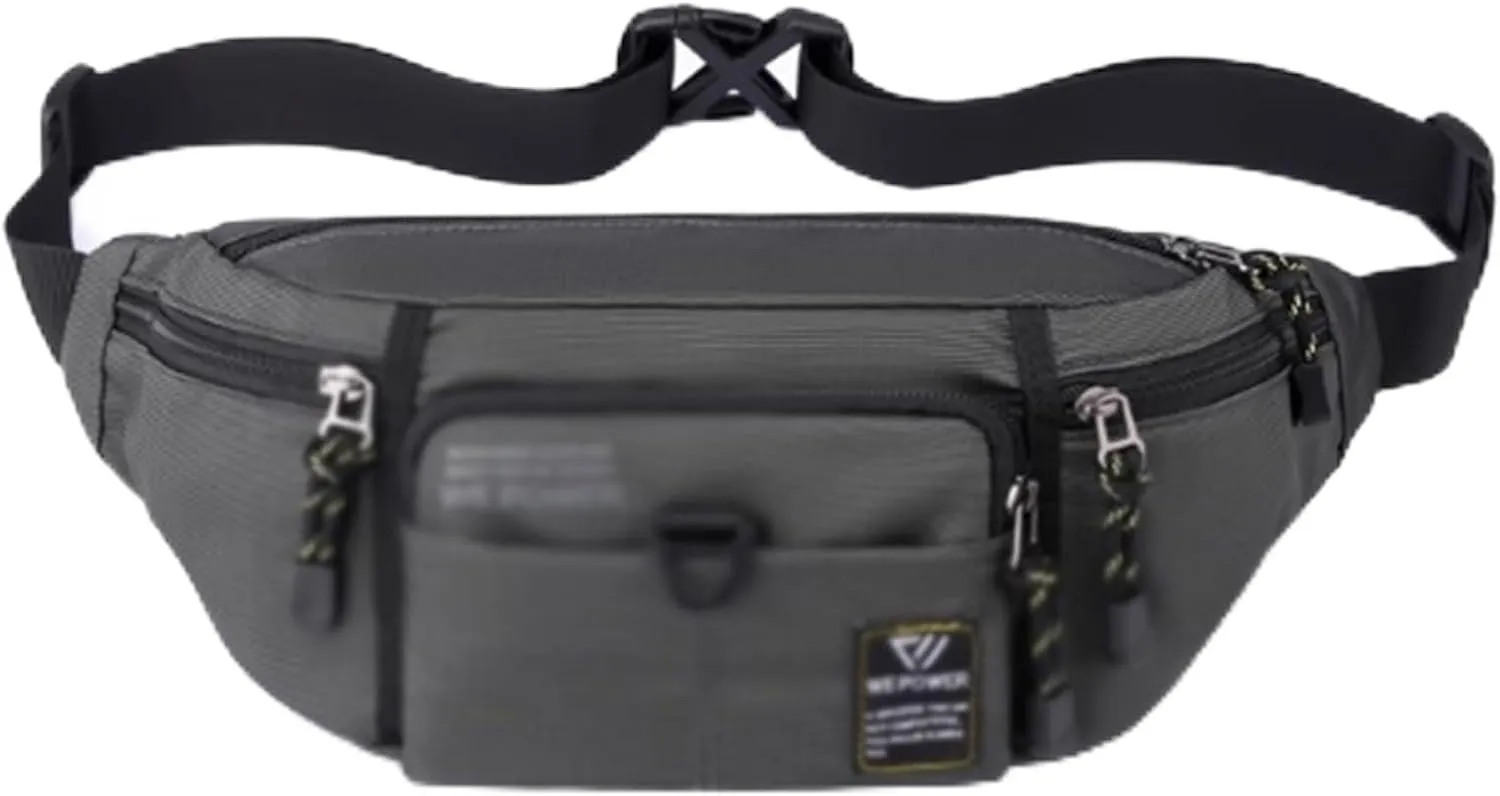 Small Crossbody Fanny Pack with Adjustable Strap, nylon fabric, Sling Chest Bag, Lightweight Running Belt Bag, for Jogging Hiking Hiker Woman Man(White)
