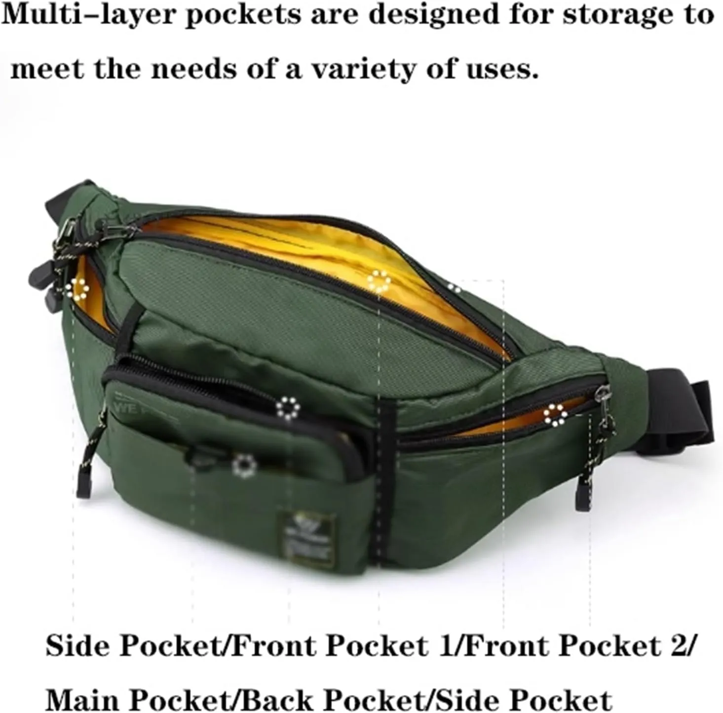 Small Crossbody Fanny Pack with Adjustable Strap, nylon fabric, Sling Chest Bag, Lightweight Running Belt Bag, for Jogging Hiking Hiker Woman Man(White)