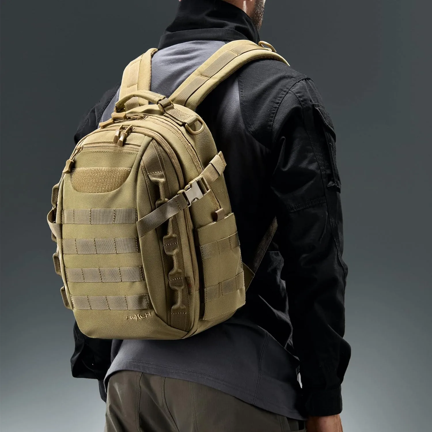 Small Tactical Military Backpack Day Assault Pack Edc Army Daypack Survival Molle Rucksack Bugout Emergency Go Bag 21L (Tan)