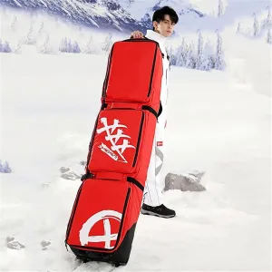 Snowboard Bag with Wheels Padded Ski Bag for Flying Air Travel Waterproof Roller Snowboard Bag Foldable Wheeled Ski Bag Double Rolling Ski Bag