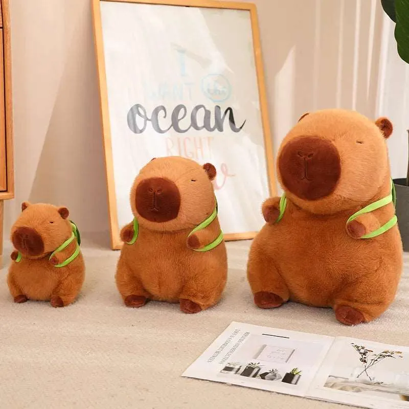 Soft Capybara with Practical Turtle Rucksack