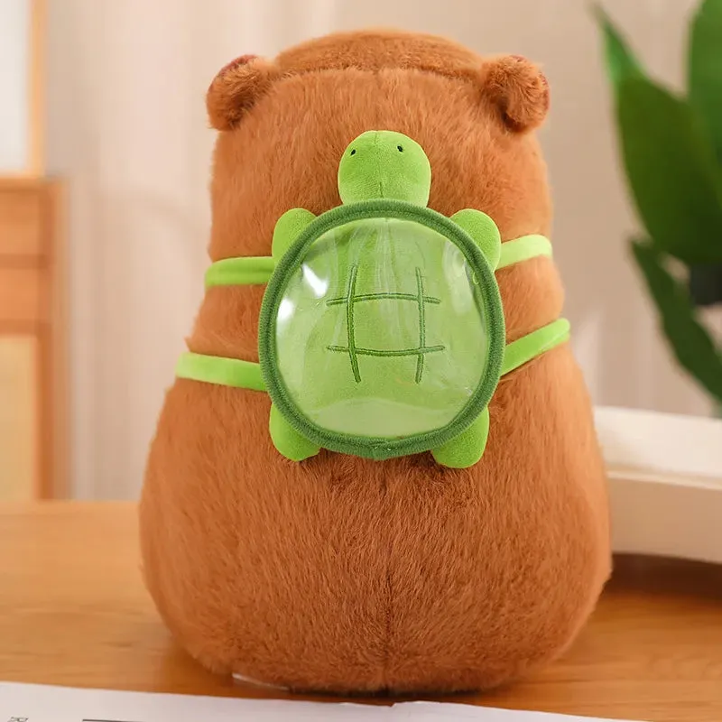 Soft Capybara with Practical Turtle Rucksack