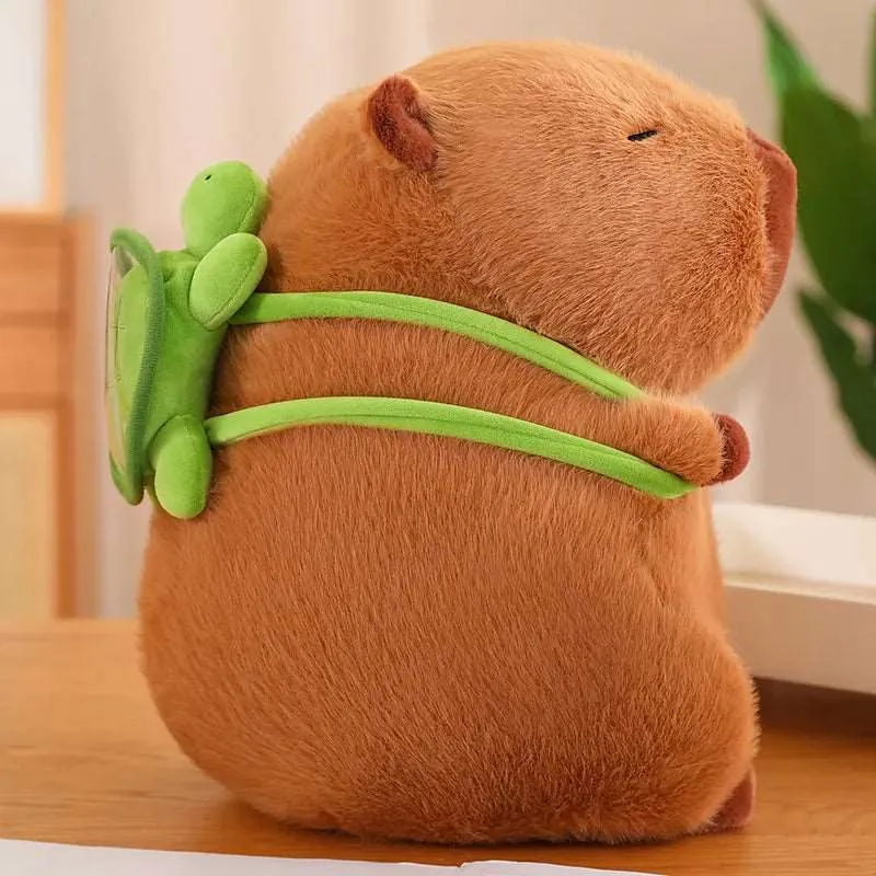 Soft Capybara with Practical Turtle Rucksack
