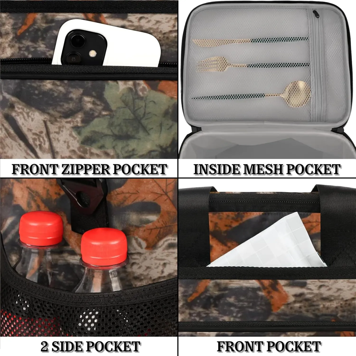 Soft Cooler Bag Forest Camo Camouflage Insulated Lunch Box for Men & Women, Large Leakproof Lunch Bag Portable Beach Cooler for Work, Picnic, Road Trips,Fishing, Travel, Camping,A-1