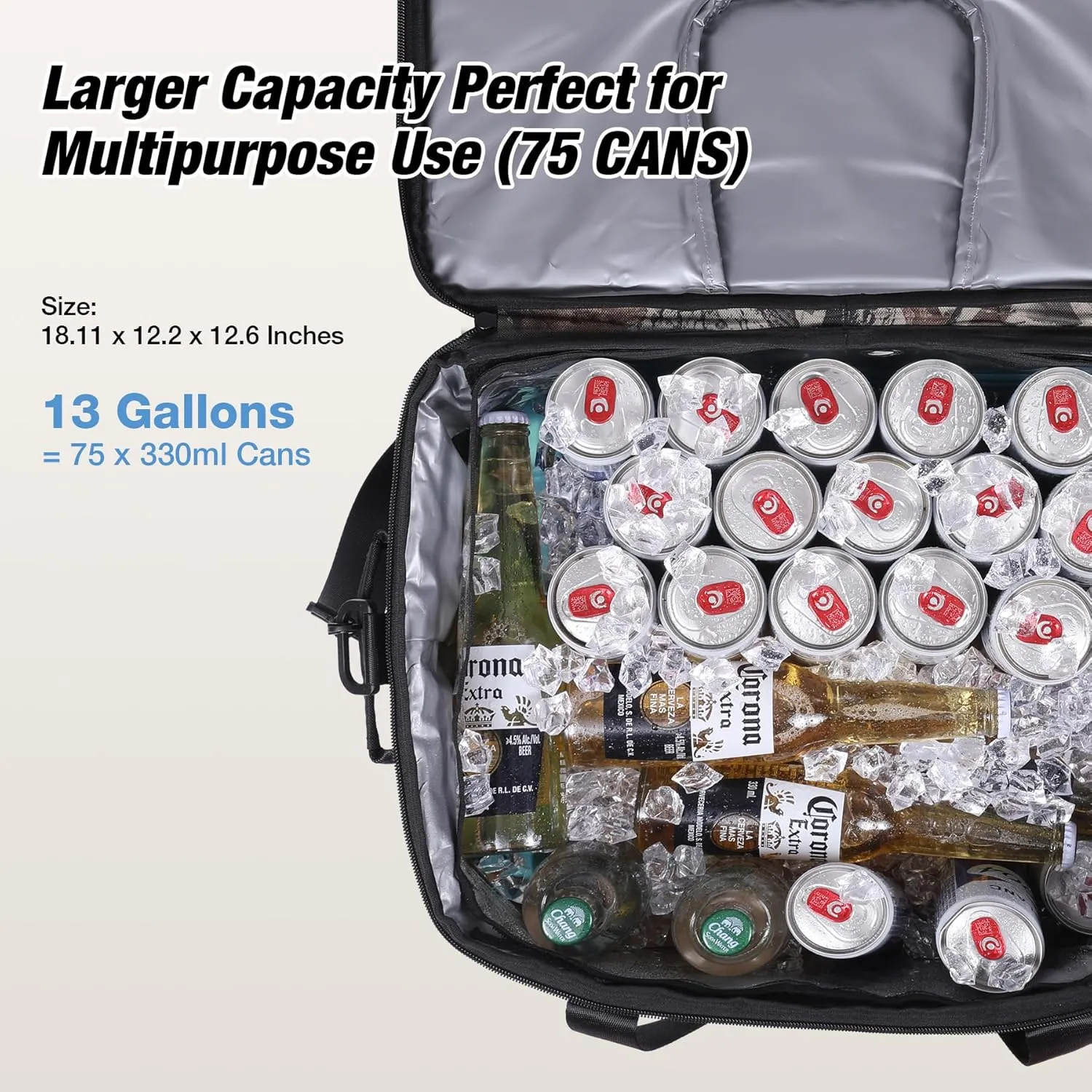 Soft Cooler Bag Insulated Leakproof 48/75 Cans Collapsible w/Insulating Cover&Leakproof PVC Bag, Large Travel Cooler, Soft Sided Coolers for Picnic, Camping, Beach, Trip