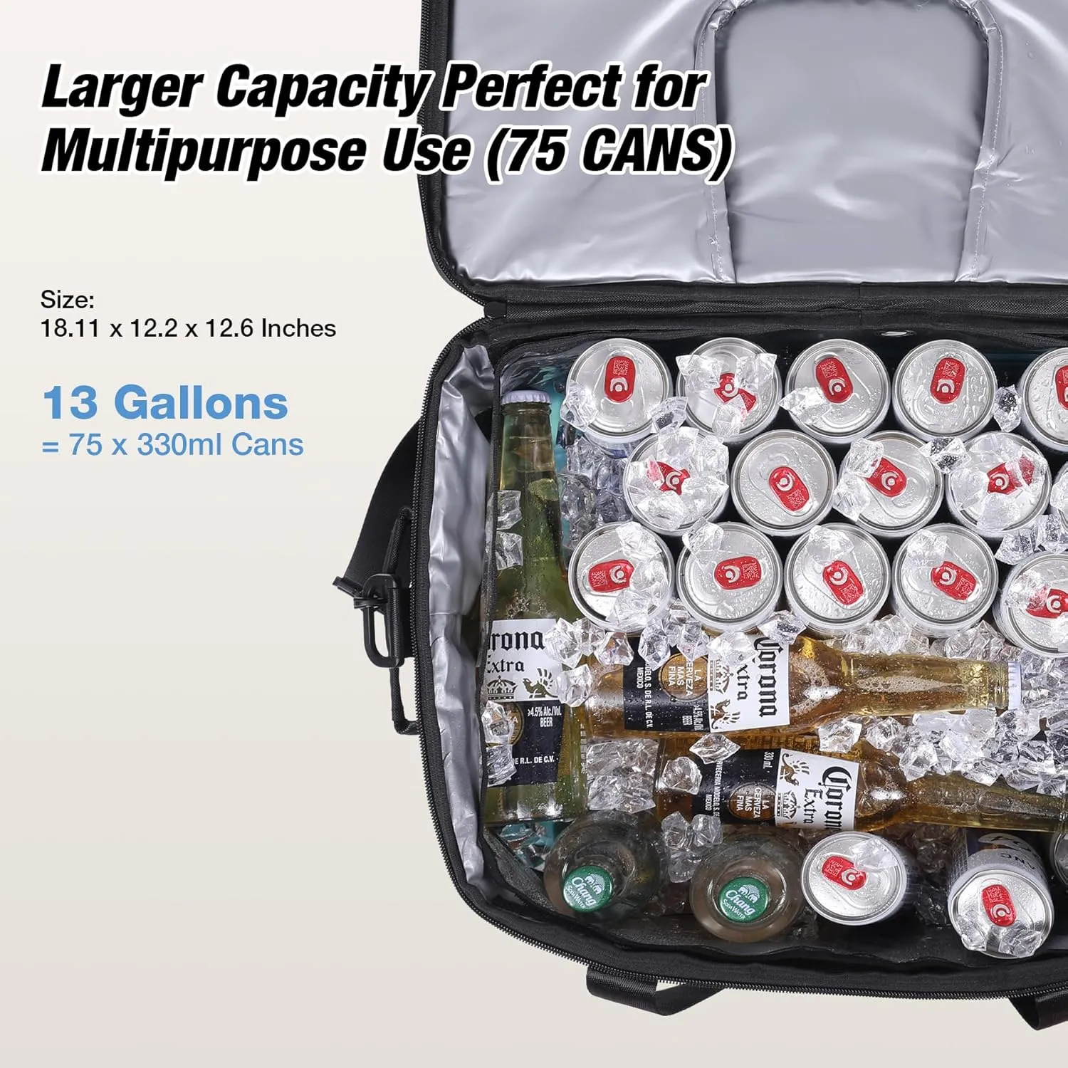 Soft Cooler Bag Insulated Leakproof 48/75 Cans Collapsible w/Insulating Cover&Leakproof PVC Bag, Large Travel Cooler, Soft Sided Coolers for Picnic, Camping, Beach, Trip