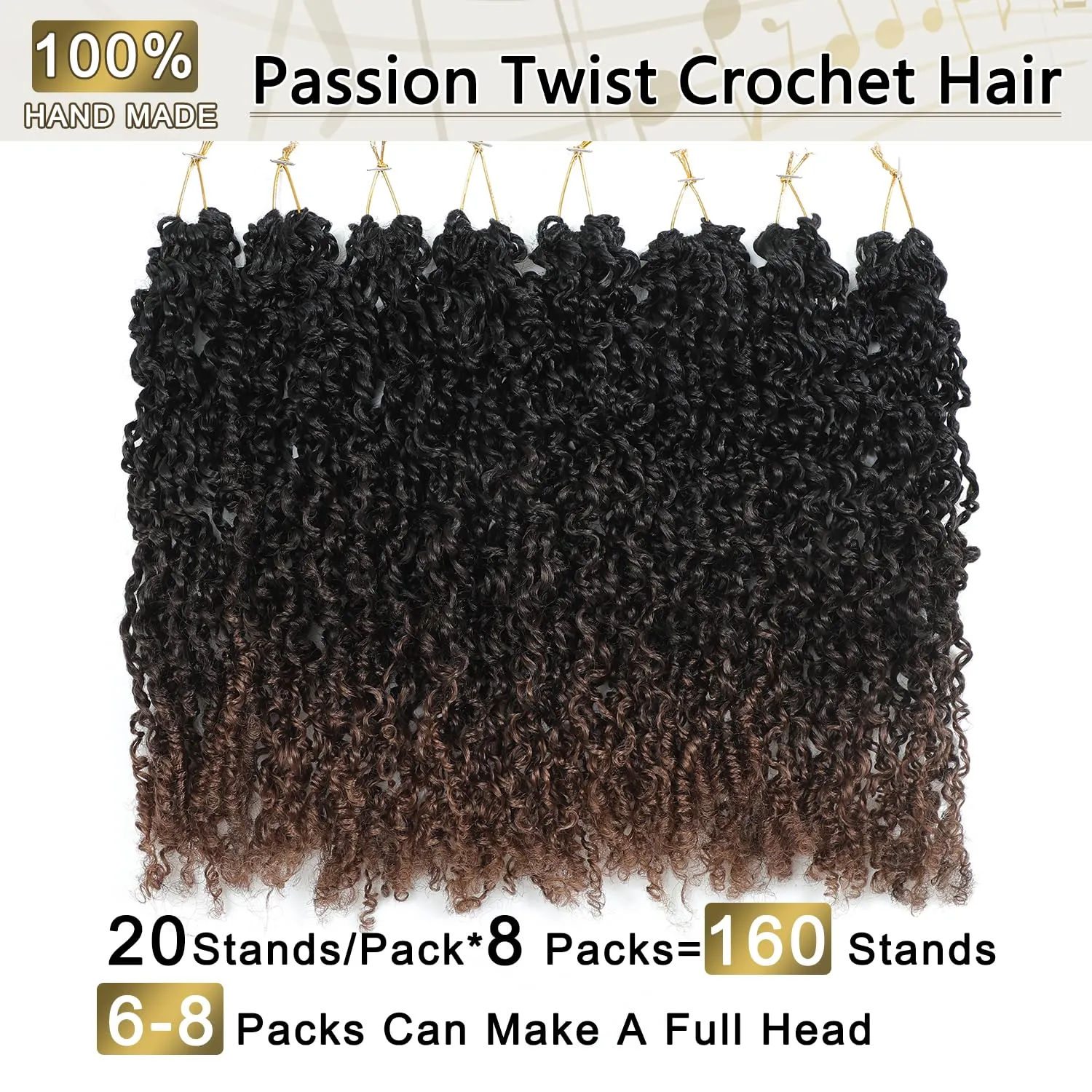 SOKU Mini Passion Twist Crochet Hair 20" - 8 Packs Pre Twisted Senegalese Yanky Twist Crochet Hair Bey-Blonde Pre-looped Synthetic Dreadlocks Bohemian Locs for Black Women