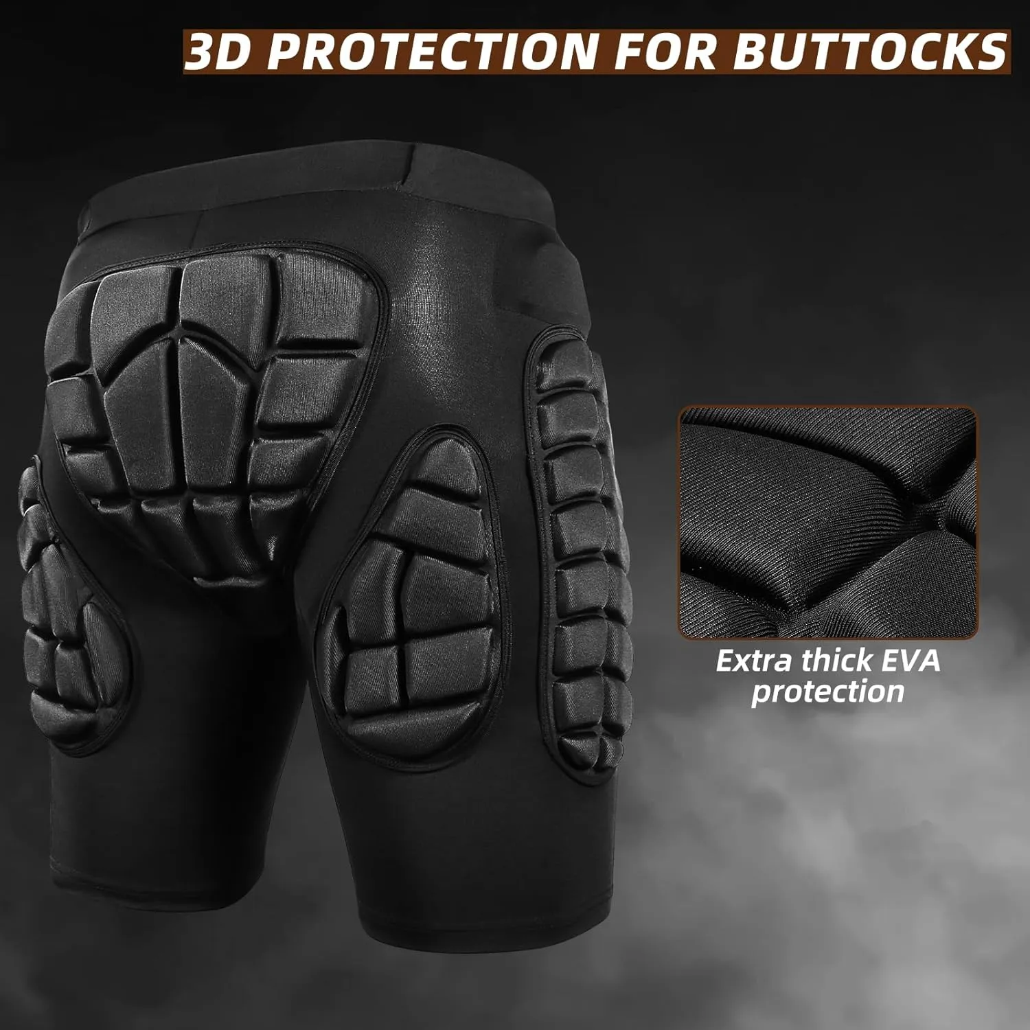 SOURRI 3D Protective Padded Shorts for Snowboard,Skate and Ski, Protection for Hip,Butt and Tailbone