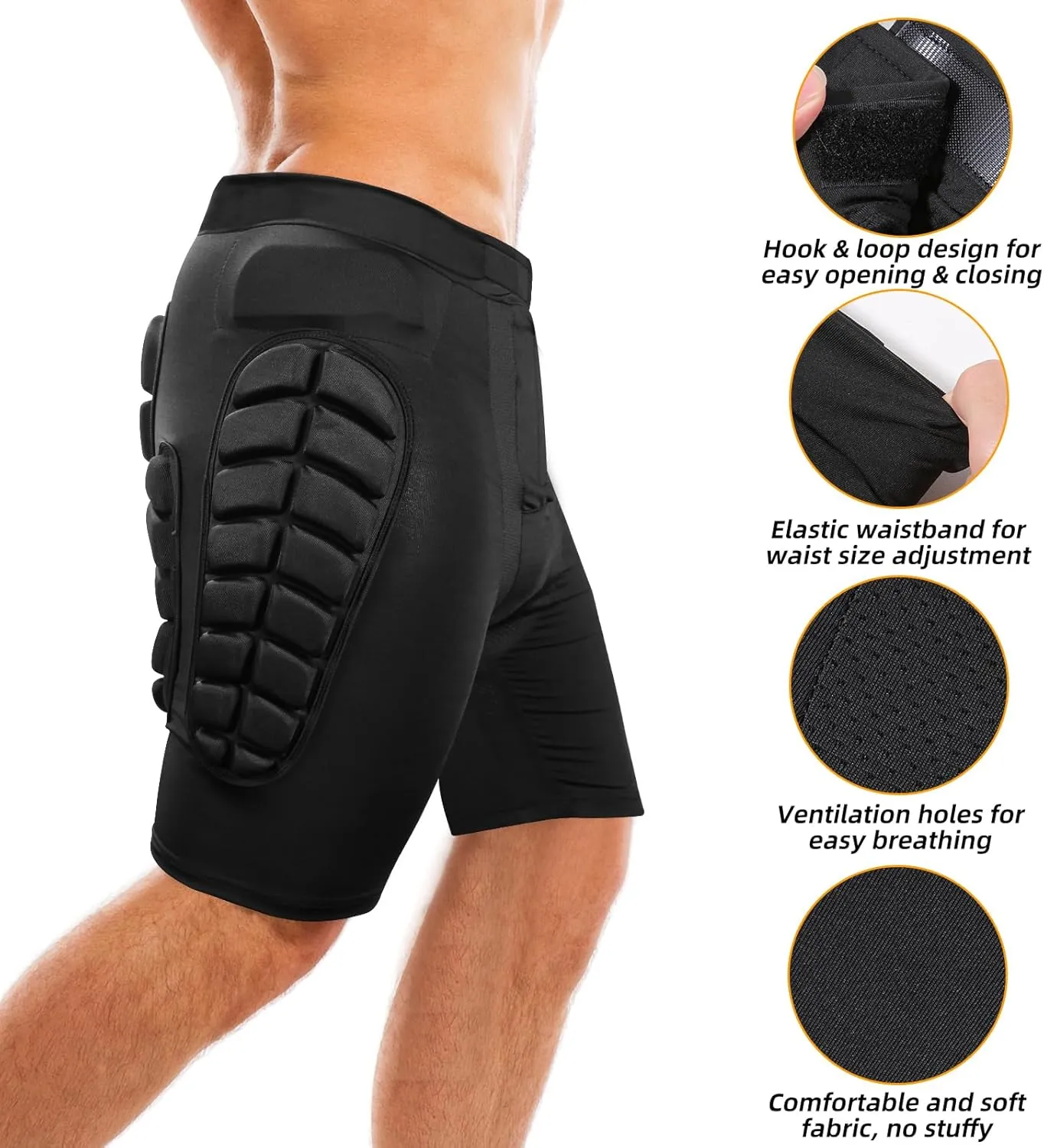 SOURRI 3D Protective Padded Shorts for Snowboard,Skate and Ski, Protection for Hip,Butt and Tailbone