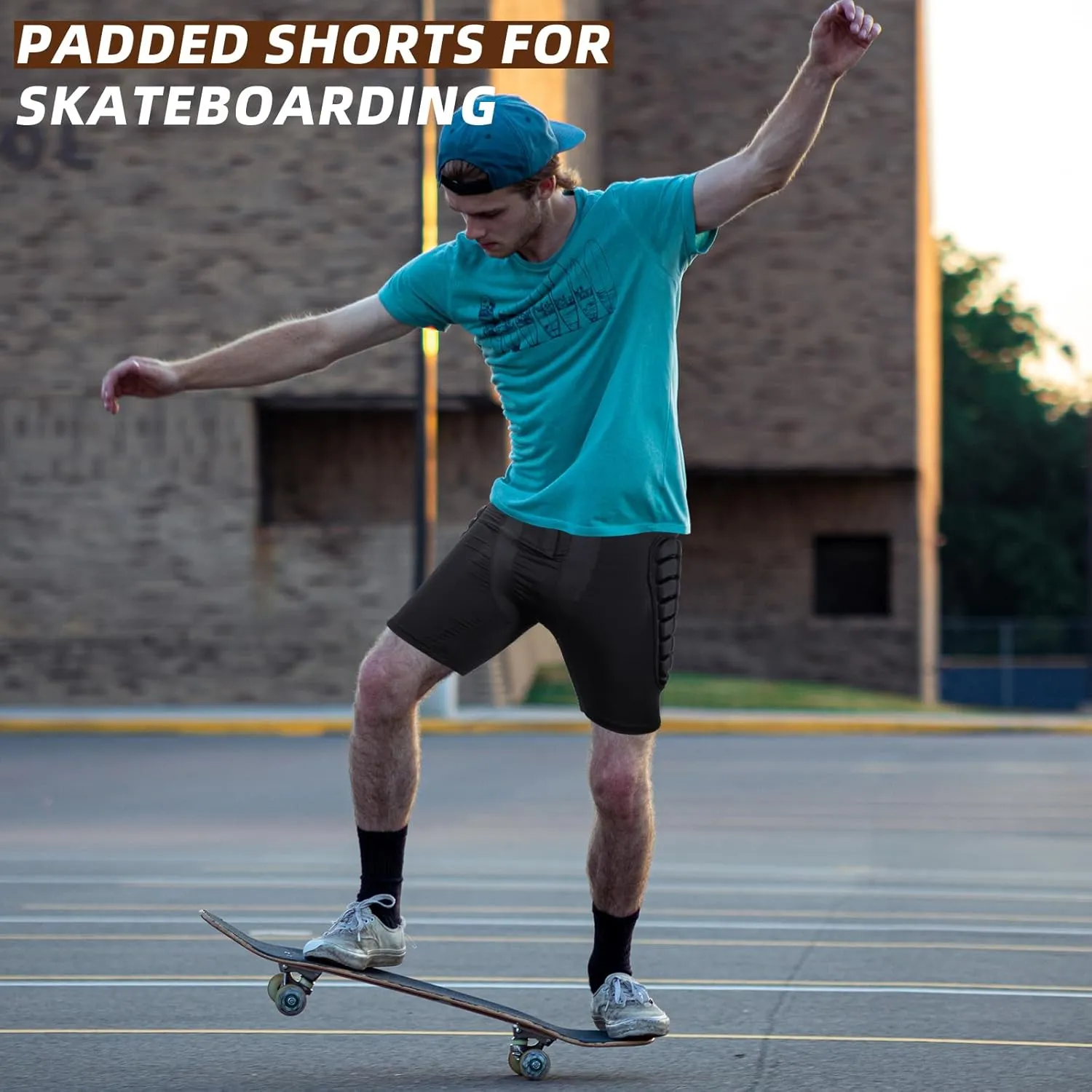 SOURRI 3D Protective Padded Shorts for Snowboard,Skate and Ski, Protection for Hip,Butt and Tailbone