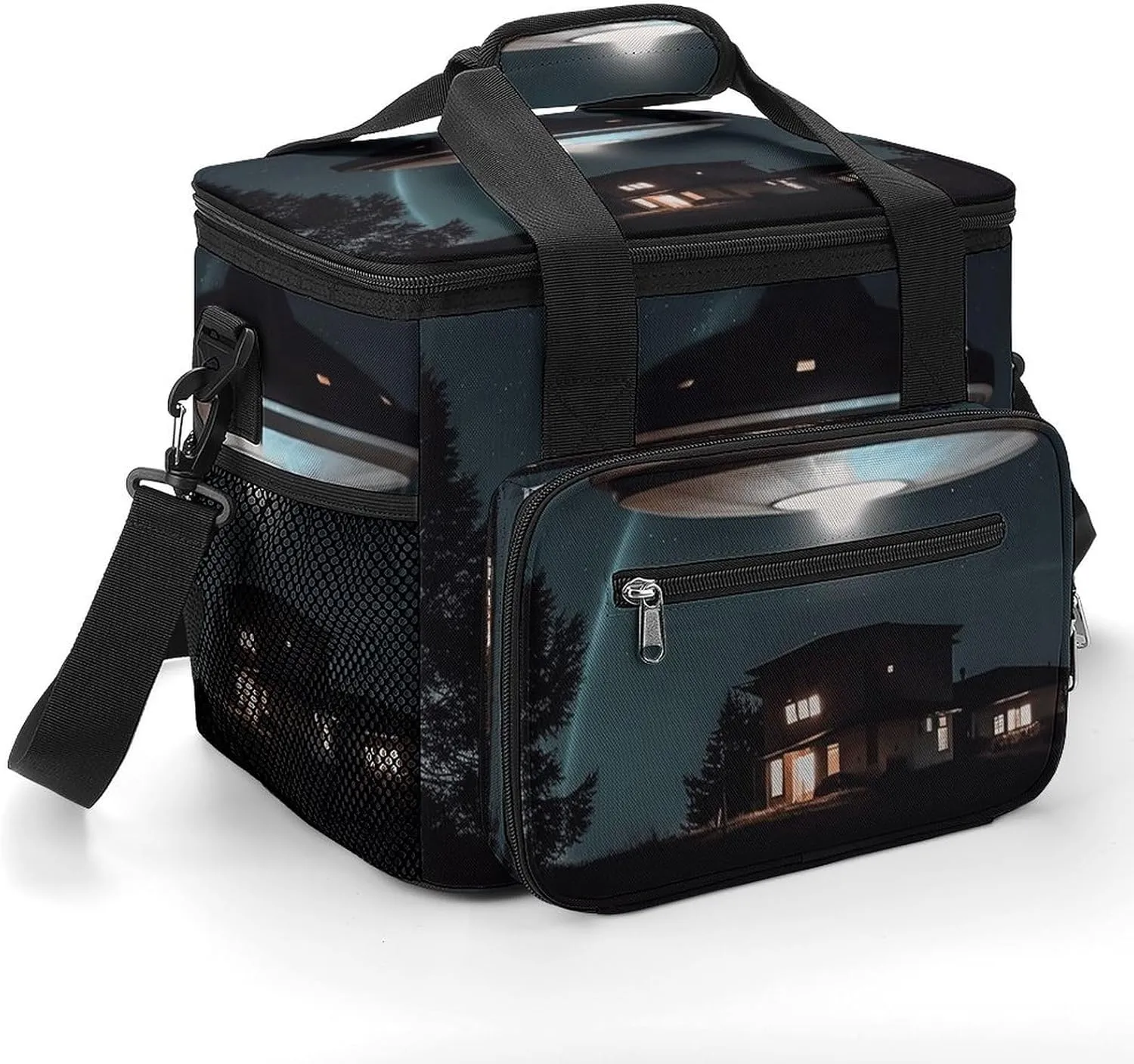 Spacecraft at Night Printing Cooler Bag Large Capacity Leak Proof Lunch Cooler for Picnics Travel & Outdoor Adventures
