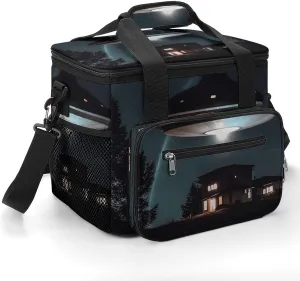 Spacecraft at Night Printing Cooler Bag Large Capacity Leak Proof Lunch Cooler for Picnics Travel & Outdoor Adventures