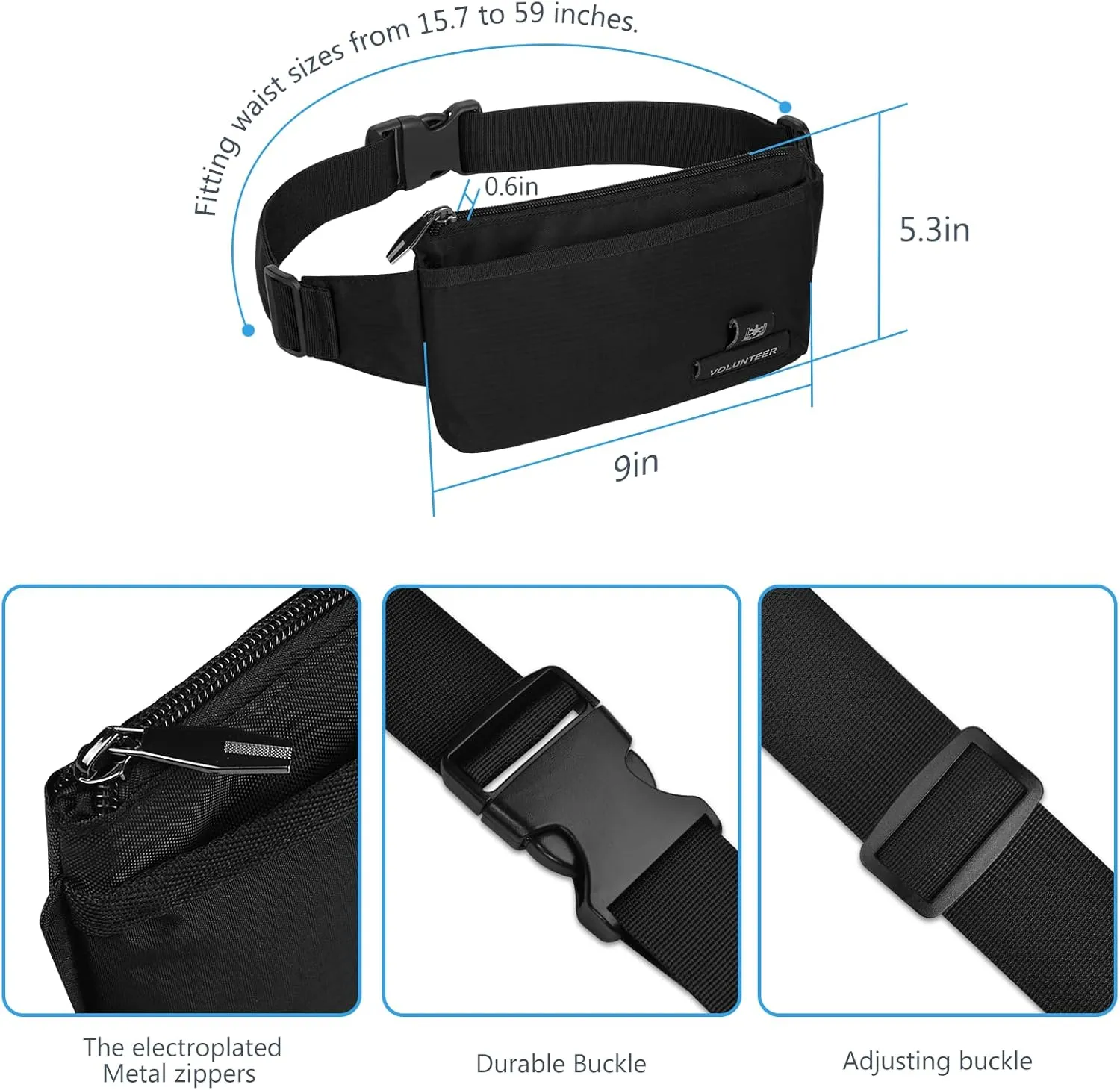 Sport Fanny Pack, Men Women Running Waist Pack Bag, Lightweight Bum Bag, Jogging Cycling Hiking Traveling(211 black)