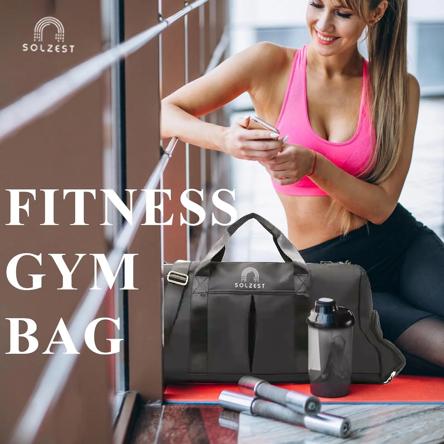 Sports Duffle Gym Bags for Women Girls, (Gray)