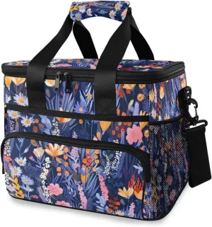 Spring Boho Wildflower Flower Cooler Bag Insulated Cooler Soft Sided Cooler 24 Can Portable Picnic Bag Large Leakproof Lunch Bag Box for Beach Grocery Camping Travel Car Men Women