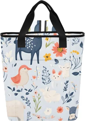 Spring Pasture Insulated Cooler Bag with Ice Pack，Large Capacity Waterproof Thermal Lunch Bag，Reusable Cooler Bags for Picnic, Travel