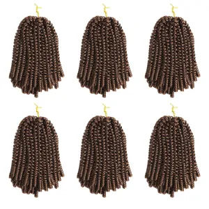 Spring Twist Hair 6 Packs 8inch Fluffy Spring Twist Crochet Hair Passion Twist Crochet Hair Synthetic Braiding Hair Extensions 15 Strands 55g/Pack(8inch, #30)