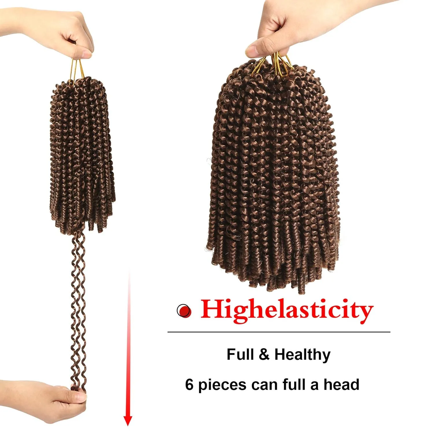 Spring Twist Hair 6 Packs 8inch Fluffy Spring Twist Crochet Hair Passion Twist Crochet Hair Synthetic Braiding Hair Extensions 15 Strands 55g/Pack(8inch, #30)