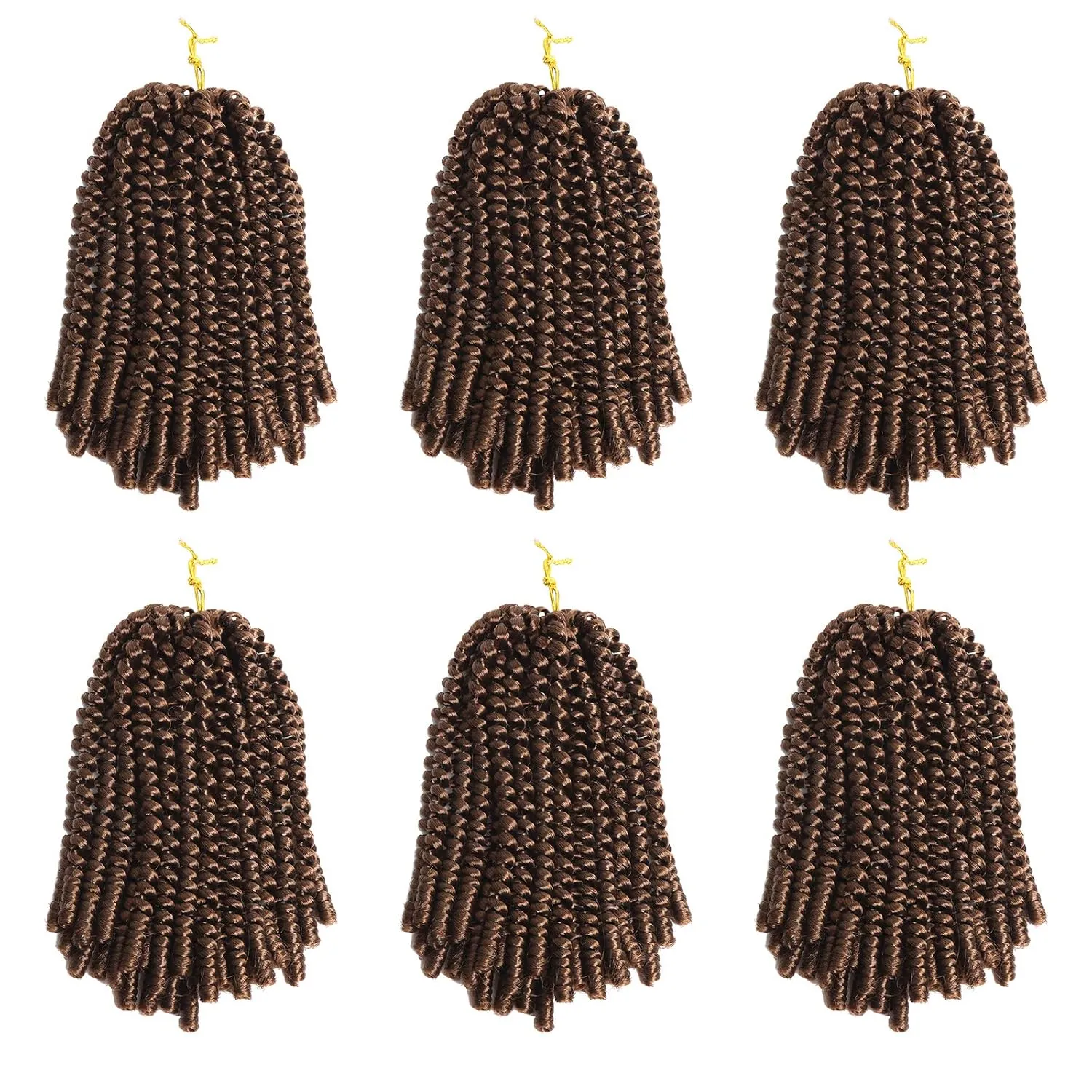 Spring Twist Hair 6 Packs 8inch Fluffy Spring Twist Crochet Hair Passion Twist Crochet Hair Synthetic Braiding Hair Extensions 15 Strands 55g/Pack(8inch, #30)