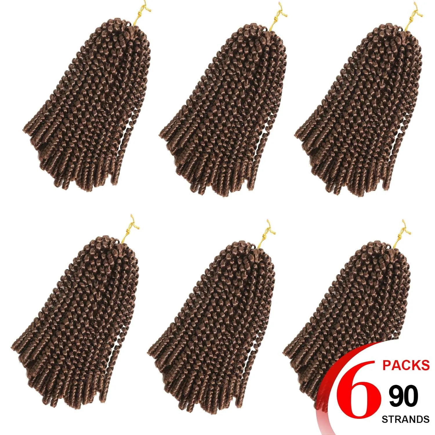 Spring Twist Hair 6 Packs 8inch Fluffy Spring Twist Crochet Hair Passion Twist Crochet Hair Synthetic Braiding Hair Extensions 15 Strands 55g/Pack(8inch, #30)